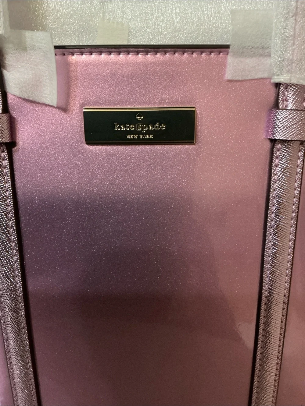 Kate Spade Mini Tote Metallic Quartz Pink.